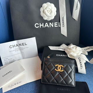 全新 香奈兒 CHANEL 經典仿舊金屬刻紋雙C LOGO 菱格紋 小羊皮 信用卡 零錢包 卡包 卡夾 正品 薄型 小香