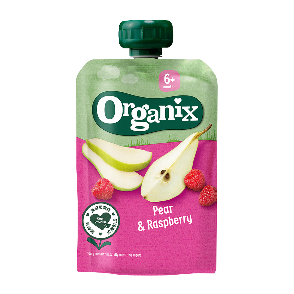 Organix 水果纖泥-洋梨覆盆莓6m+ 100g kewpie官方直營店