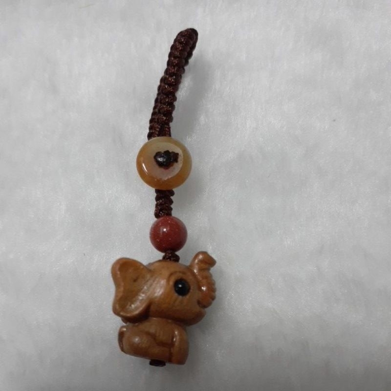 （吉祥小象）手工編織木製鑰匙圈