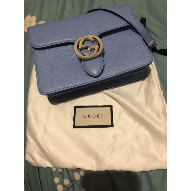 Gucci 水藍色風琴包 （正品）