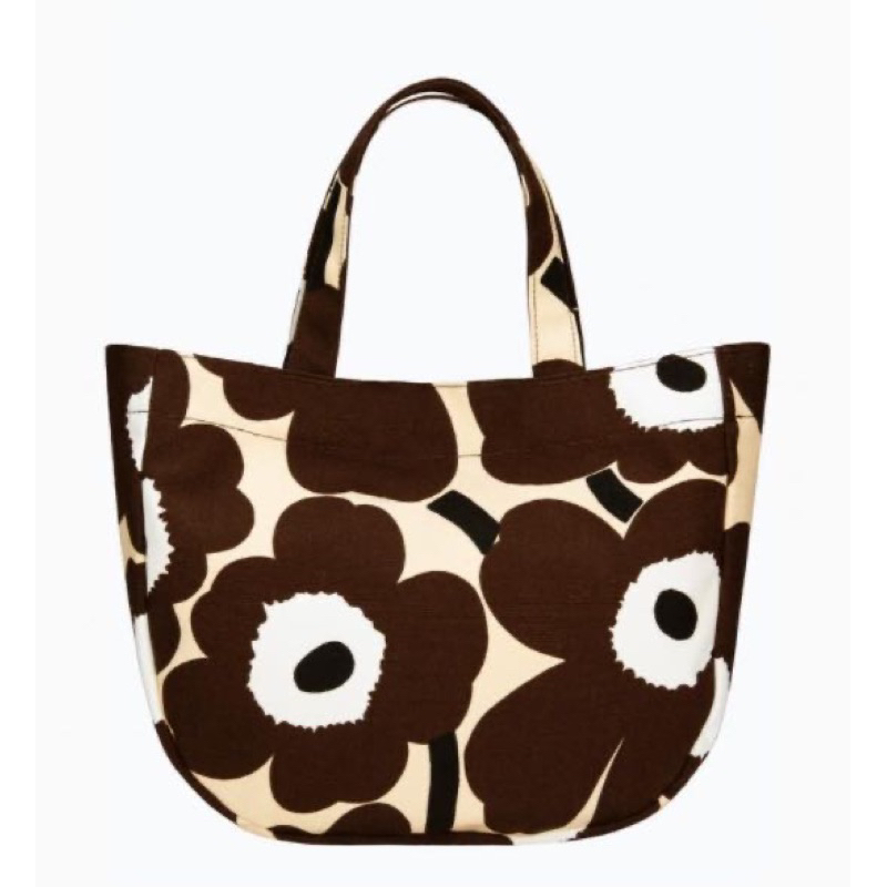 Marimekko 日本限定花色 肩背托特包 米黃x深咖 經典色  31x47x11