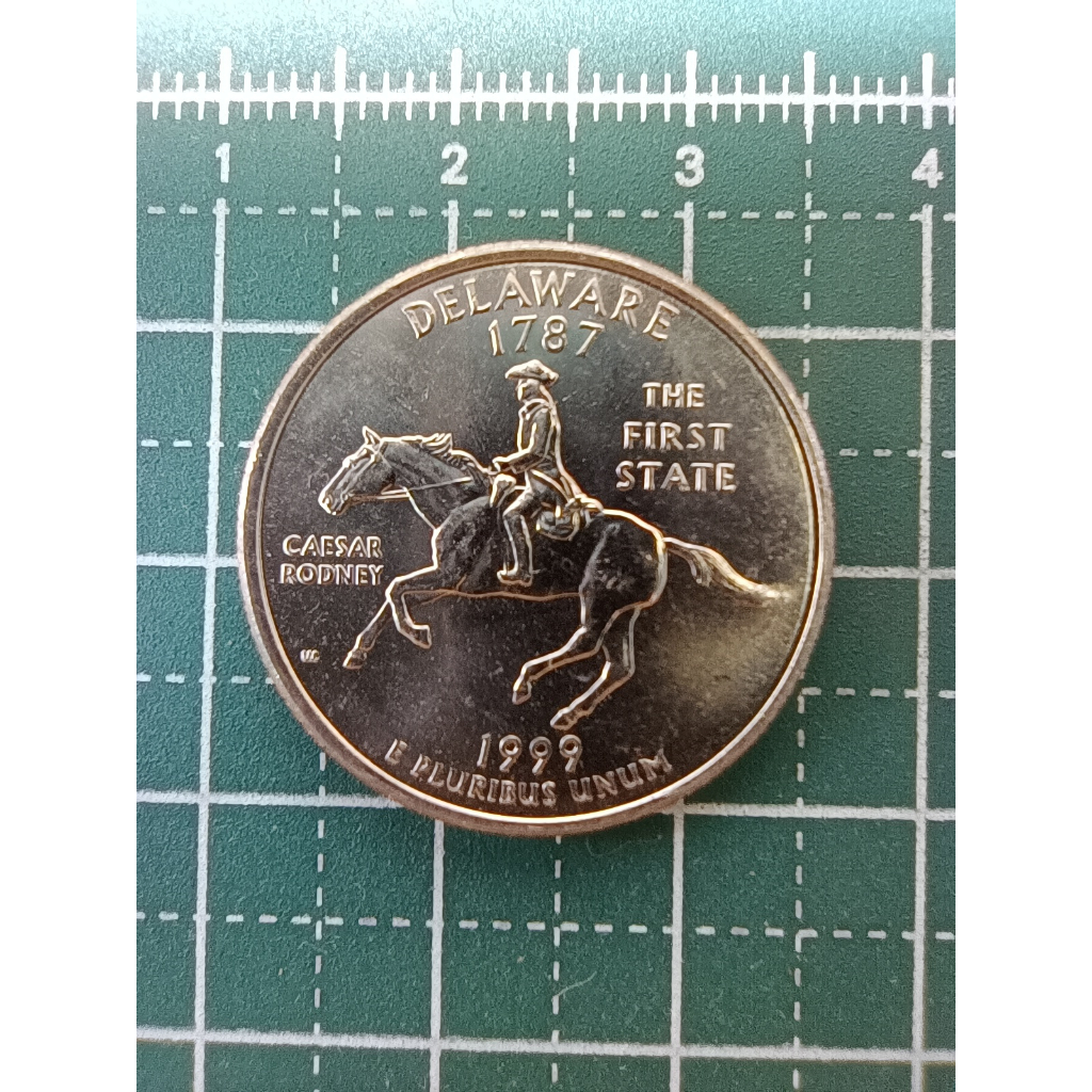 美洲 美國 1999年 50州紀念幣系列 德拉瓦州 25美分錢幣-D記、帶原光 (5)