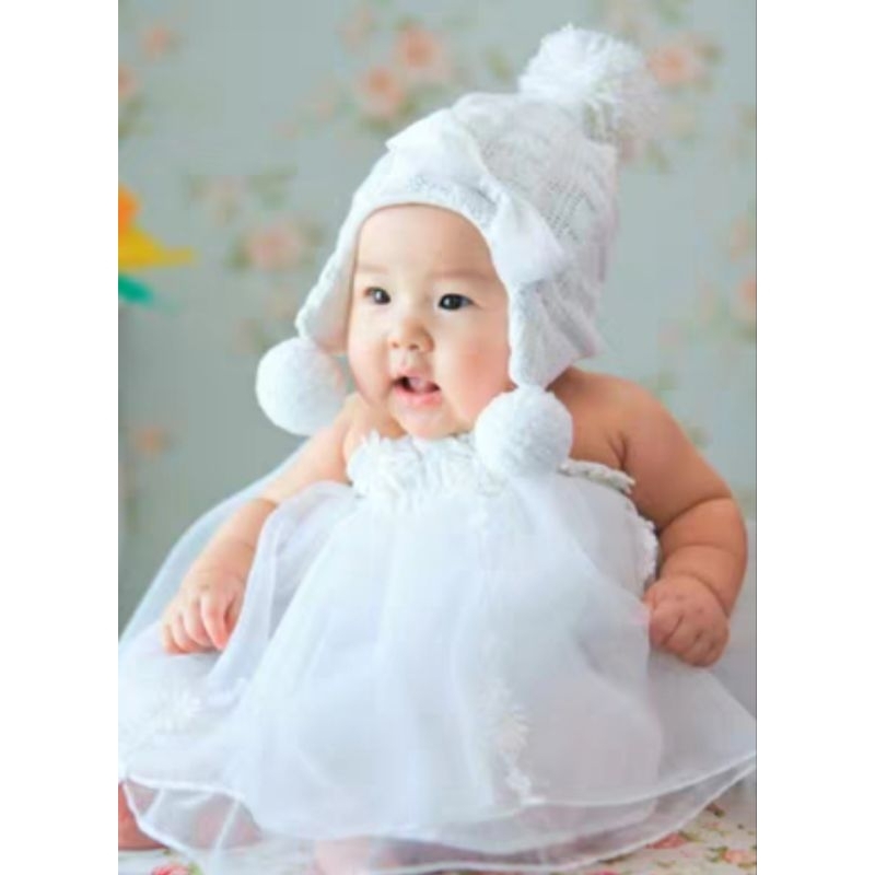 【出租】寶寶寫真服⭐️（白色球球帽＋裙子）