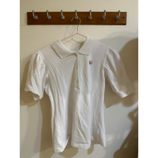 GAP 二手 襯衫 女生 XXS 可愛 plol 公主袖 白色 緊身 小瑕疵 公主風 上衣 衣服 學生 穿搭 透氣