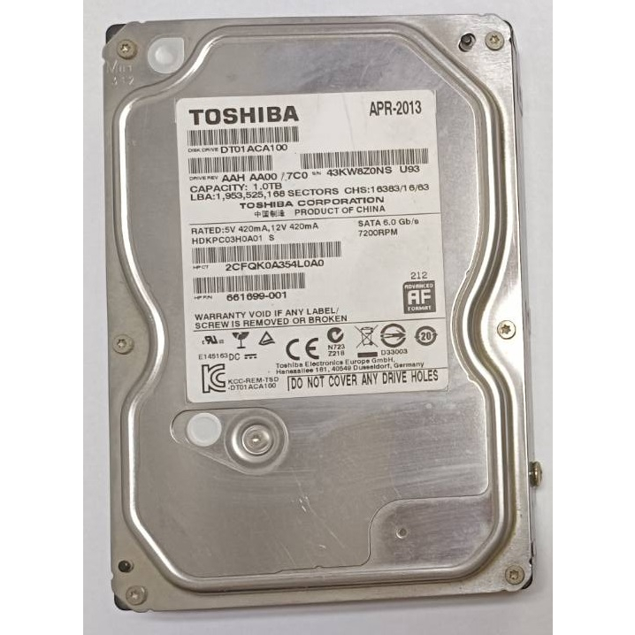 保固一年 3.5吋 TOSHIBA  1TB(1000G) SATA3 7200轉硬碟 SATA6.0Gb/s