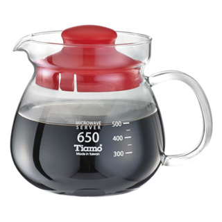 【TIAMO】圓滿咖啡玻璃壺花茶壺 SGS測試合格/HG2202R(650cc/紅)|Tiamo品牌旗艦館