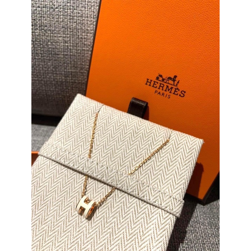 在台現貨🧡20888 愛馬仕 HERMÈS  經典mini POP H項鍊 白玫瑰金