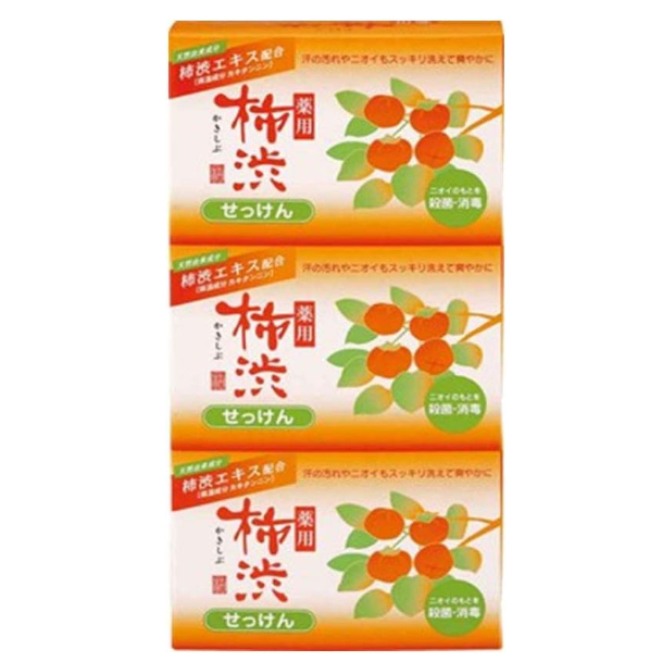 【現貨】日本進口 熊野油脂 柿渋石鹼 柿子香皂 柿子提取物 柿子皂 100g 3入