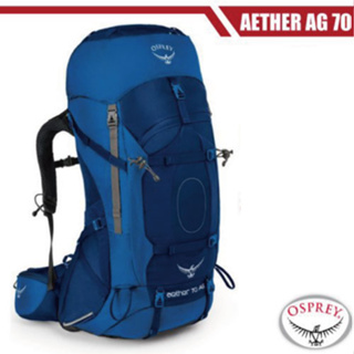 【美國 OSPREY】輕量透氣健行登山背包M Aether AG 70L/頂袋可轉換為DayLid小包 自助旅行_海星藍