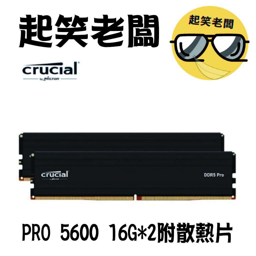【全新含稅】Micron Crucial 美光 RPO DDR5 5600 32G(16G*2) RAM 雙通電競黑