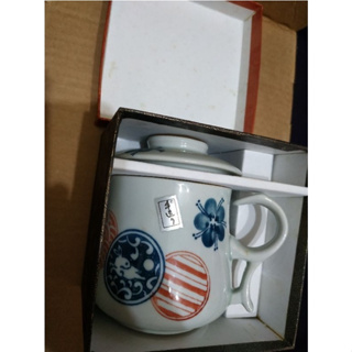 全新 松村窯 茶杯組 杯+蓋 陶瓷杯 瓷杯 水杯 杯子 中國風 尺寸約 口徑8cm x 杯高(不含蓋) 8.5cm