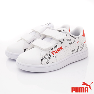 PUMA頂級童鞋>前衛流行塗鴉板鞋389759-01白(中小童段)(17-21cm)新品