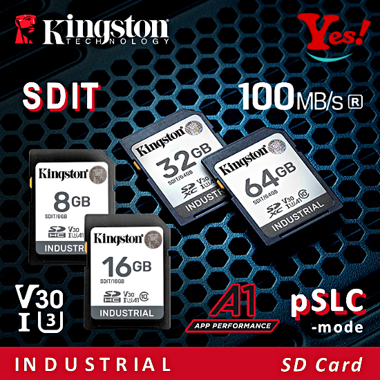 【Yes！公司貨】金士頓 Kingston 工業用 SDIT A1 100MB/s 8G/16G/32GB SD 記憶卡