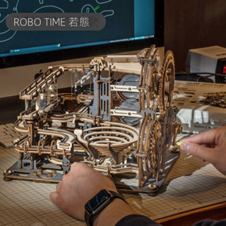 【現貨快發】若客械城軌跡夜城木質拼裝模型機械傳動3d立體拼圖高難度解壓玩具