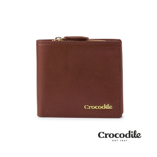 Crocodile鱷魚皮件 男生皮夾 男短夾推薦 釦式L型 8卡拉鍊 Naturale-0103-11006