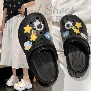 全防水💦童趣宇航員厚底增高洞洞鞋【臺灣現貨快速出貨】懶人鞋 穆勒鞋 半拖 前包後空 平底涼拖鞋 園丁鞋 布希鞋 厚底鞋
