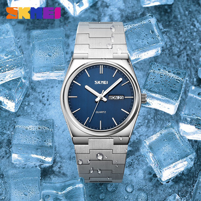 樂卡 Skmei 男士防水石英手錶不鏽鋼錶帶 商務高級品牌手錶 石英運動手錶