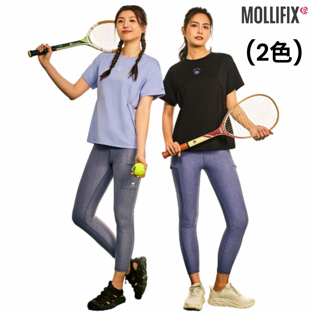 Mollifix 瑪莉菲絲 涼感收腰修身運動上衣_2色 (藍花楹紫/黑)、瑜珈上衣、瑜珈服