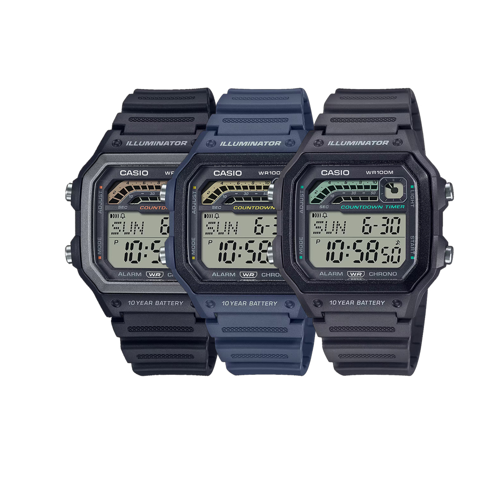 【WANgT】【CASIO 卡西歐】CASIO手錶 電子錶 十年電力 運動錶 潛水錶 游泳錶 WS-1600H