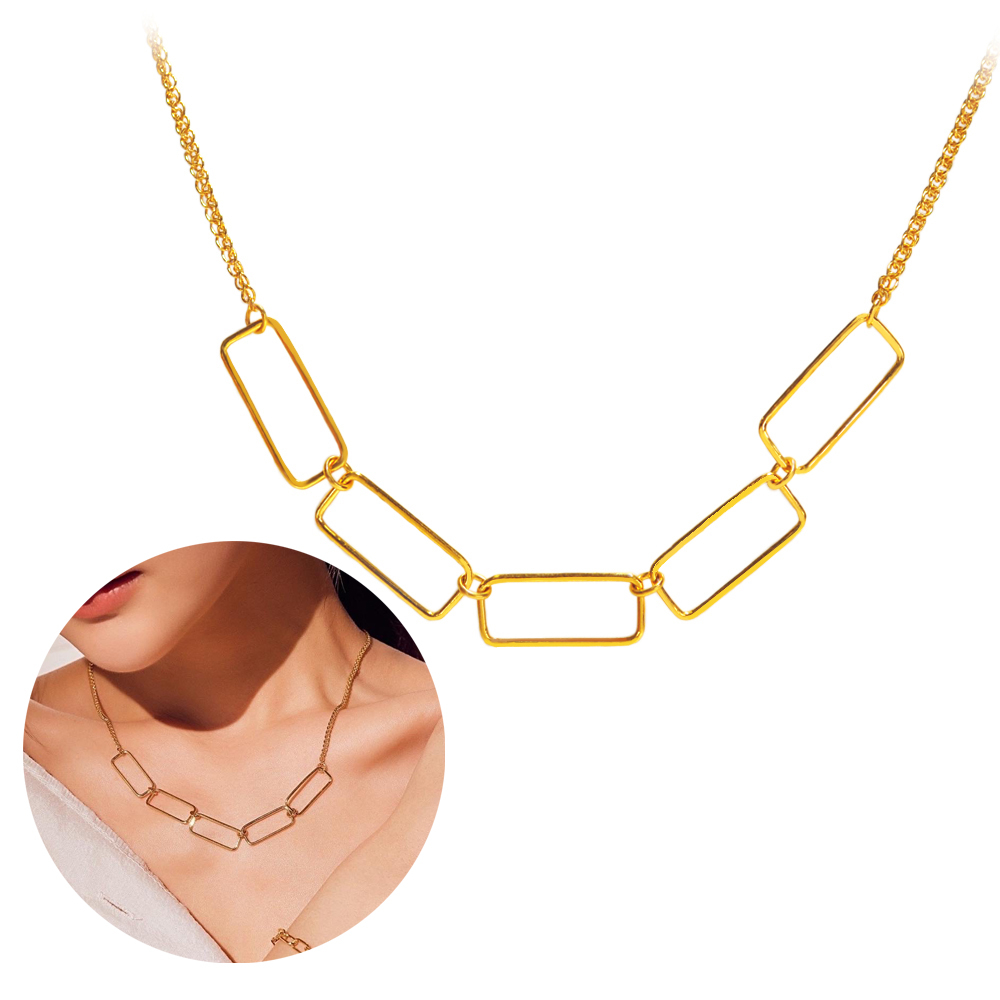 【元大珠寶】個性款時尚幾何 黃金項鍊-純金99999國家標準4-0032