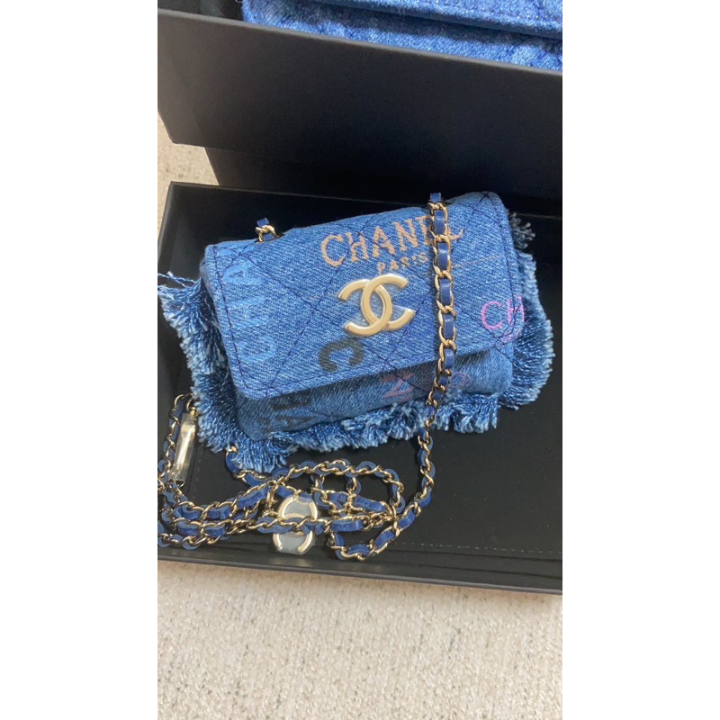 台灣現貨💛66888 香奈兒 Chanel 塗鴉牛仔腰包