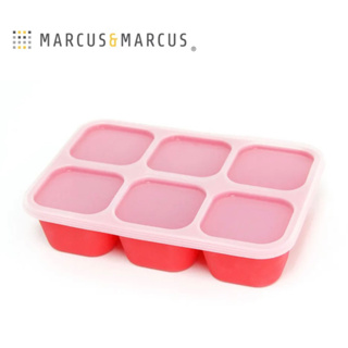 Marcus&Marcus 動物樂園造型矽膠副食品分裝保存盒6格60ml 紅色 粉紅