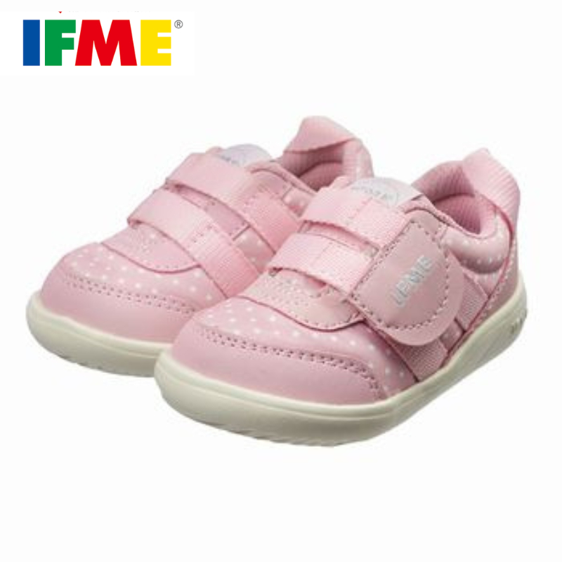 [現貨]IFME-一片黏帶系列 粉嫩點點-粉色 日本機能童鞋 原廠公司貨 運動鞋 布鞋 休閒鞋