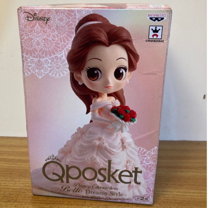 【代理正版】Qposket 迪士尼 公主 美女與野獸 貝兒 婚紗 粉色款（盒傷特價）