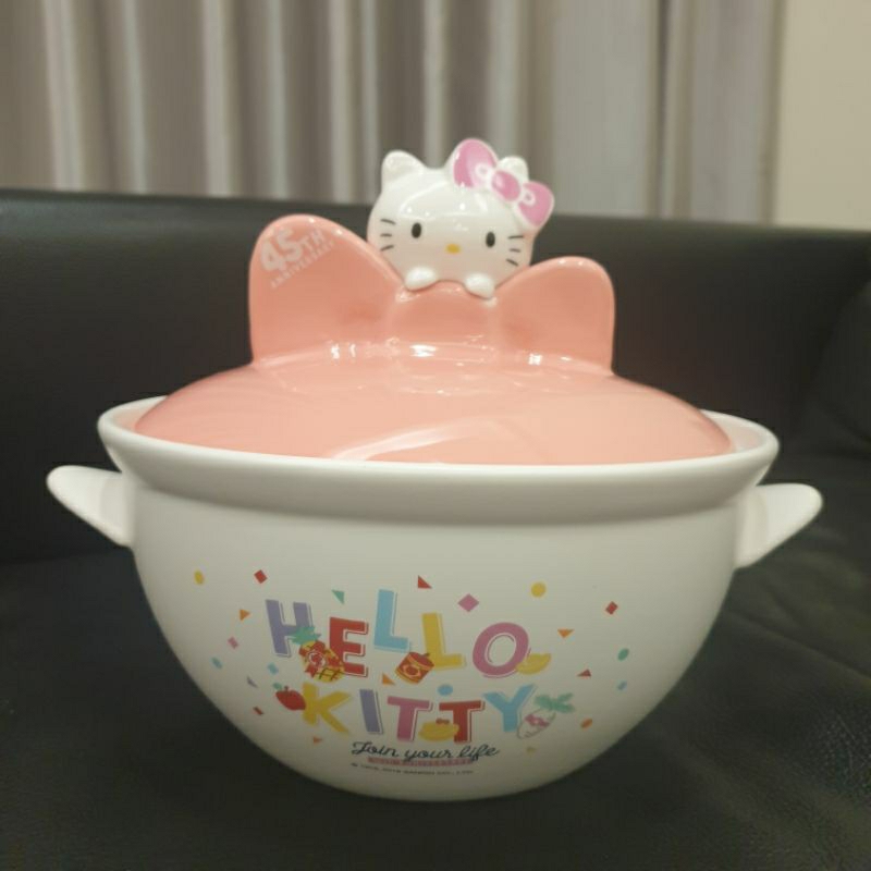 【現貨限量】精緻正版全新 HELLO KITTY 高耐熱陶瓷鍋 附蓋 土鍋 沙鍋 湯鍋 燉鍋 陶鍋 保溫 砂鍋