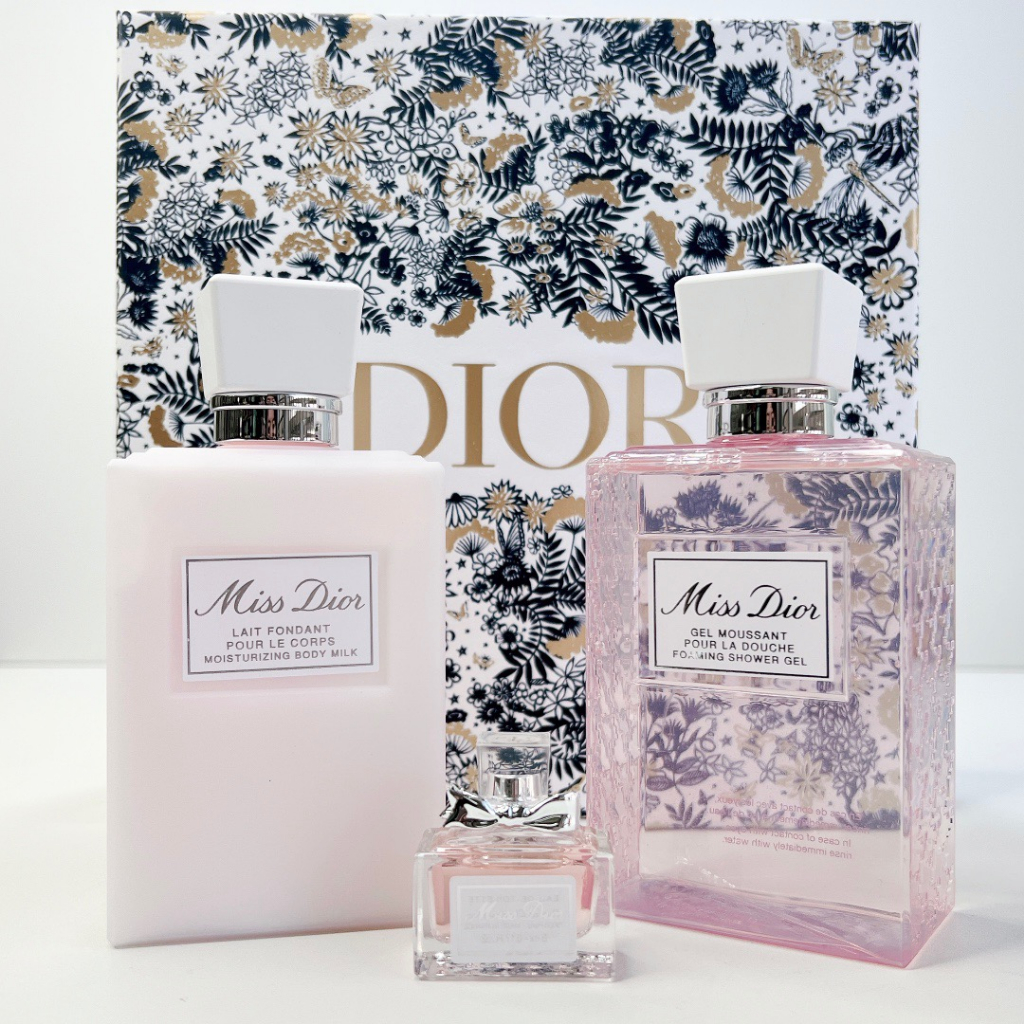 專櫃購入附提袋小票 Dior 迪奧花漾甜心全身香氛三件套禮盒款 沐浴露+身體乳+Q版香水小樣