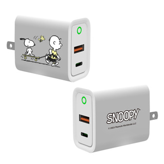 【TOYSELECT】SNOOPY史努比 輕鬆滑板USB3.0+PD20W雙孔充電器