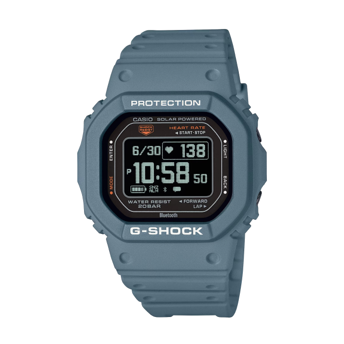 【CASIO G-SHOCK】G-SQUAD系列方形多功能運動休閒腕錶-灰藍款/DW-H5600-2/台灣總代理公司貨享