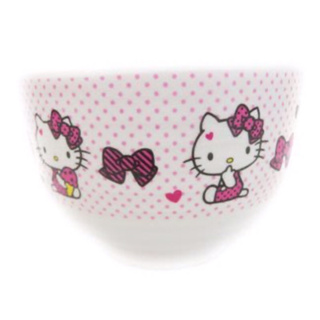 愛買物 台灣製 日式湯碗粉色 三麗鷗 Hello Kitty 凱蒂貓 點點kitty湯碗 吃飯碗 點心碗 正品餐具