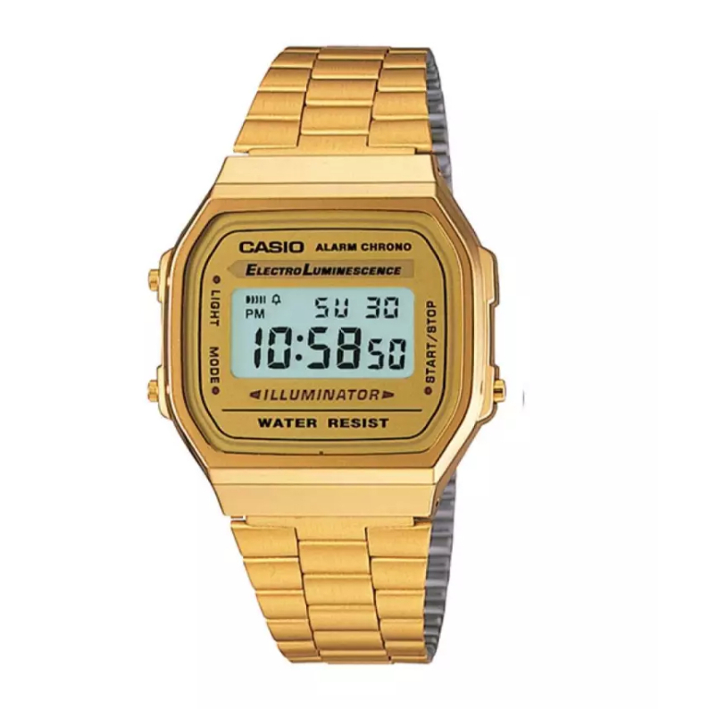 CASIO 復古方形經典 電子錶 K金色 A168WG-9WDF