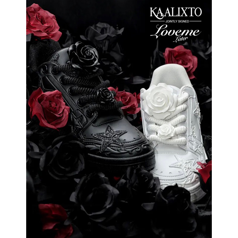 （商品實拍）Kaalixto &amp; LOVEMELATER王以太聯名浮雕玫瑰新品低幫厚底星星板鞋七夕送禮