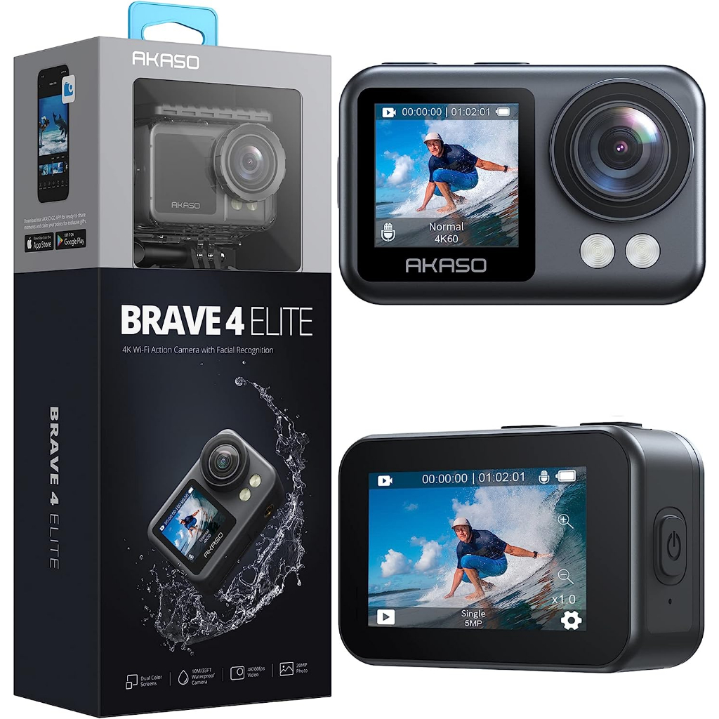 【預購】Akaso Brave 4 Elite美國4K運動攝影機 內建64GB記憶體 電池內建 Gopro 11 12