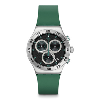 【SWATCH】Irony 金屬Chrono系列手錶 CARBONIC GREEN (43mm) 男錶 女錶YVS525