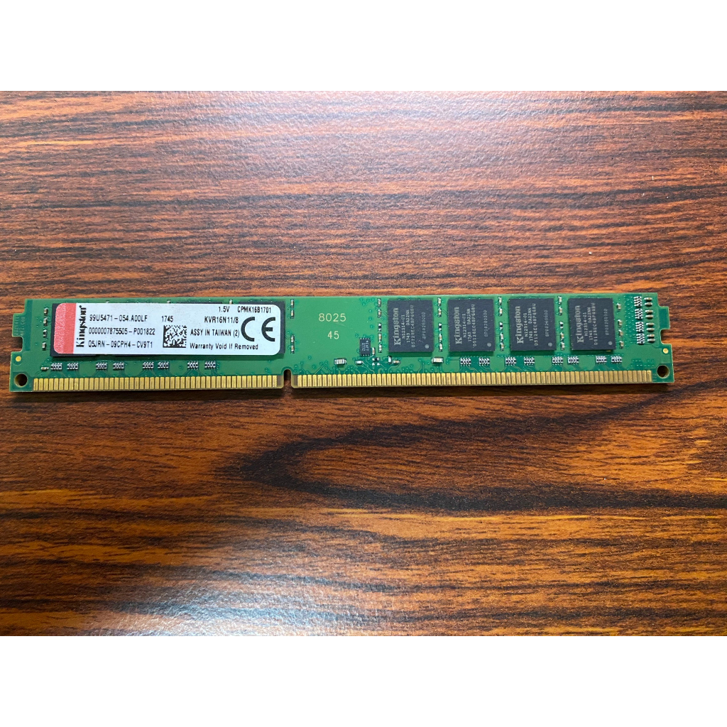 【拆機良品】金士頓 Kingston DDR3 8G 1600 記憶體