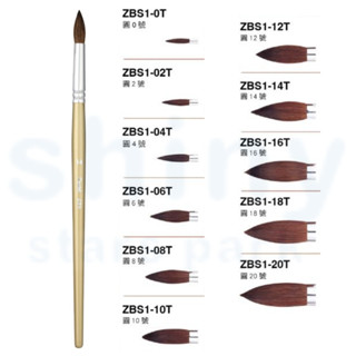 享亮文具樂園｜【Pentel 飛龍】ZBS1 圓頭 水彩畫筆 水彩筆 (全系列共11個尺寸)購物商城