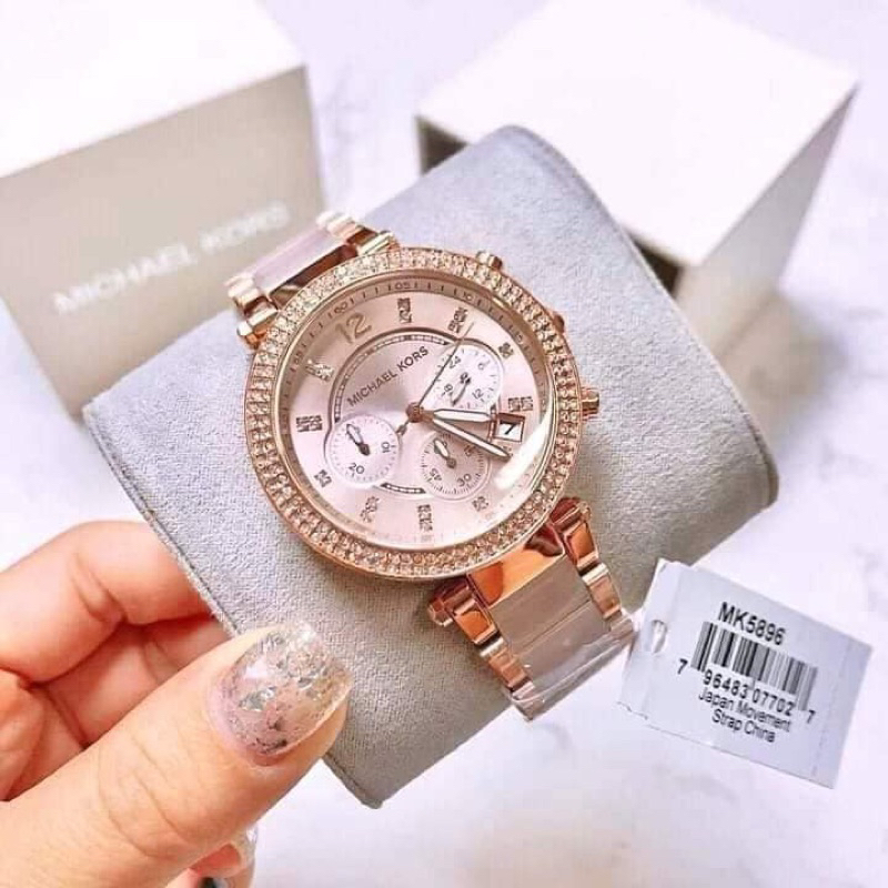 經典款MK5896手錶對比便宜防貨 Michael Kors女錶 MK手錶 玫瑰金三眼計時日曆手錶
