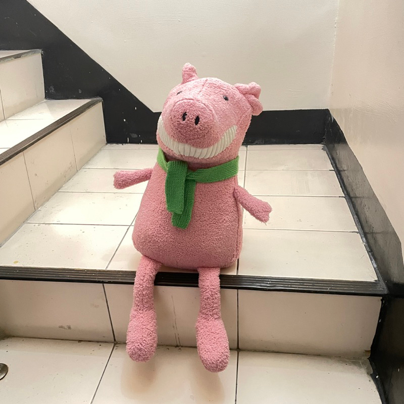 粉色40cm大牙豬娃娃（圍巾款）