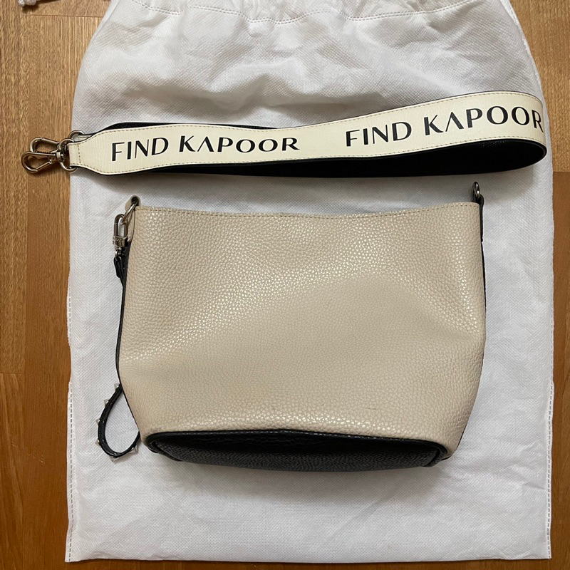 保證正品FIND KAPOOR PINGO BAG 20 手提拼色斜背水桶包 黑米白 二手