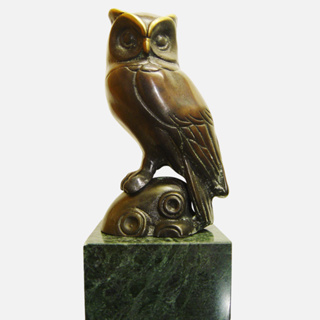 貓頭鷹 銅雕(含座) As wise as an owl 代表幸福、福氣、不辛勞、不老的象徵-9x9x20m