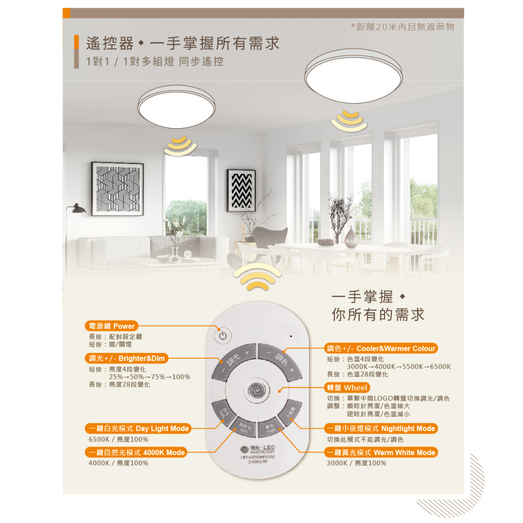 舞光 LED 遙控器 搖控吸頂燈用 調光調色 專用遙控器 第二代專用 轉盤遙控 30W 50W 75W 星鑽 和風