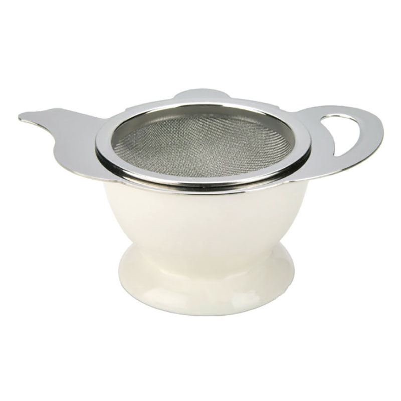 【TIAMO】 茶壺造型不鏽鋼 杓形濾網組/HG2818W(附底座/白)|Tiamo品牌旗艦館