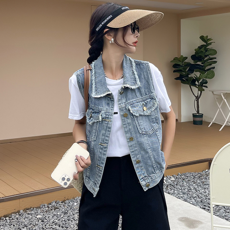 雅麗安娜 牛仔 背心 上衣S-L復古懷舊牛仔馬甲夏季喜暖韓版寬鬆時尚短款上衣非D14-178.
