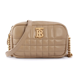 BURBERRY Lola TB衍縫小羊皮迷你鏈帶斜揹包 相機包(米褐色)083272-2｜GoBrand購名牌