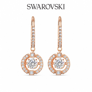 SWAROVSKI 施華洛世奇 Sparkling Dance 水滴形耳環 圓形切割, 白色, 鍍玫瑰金色調