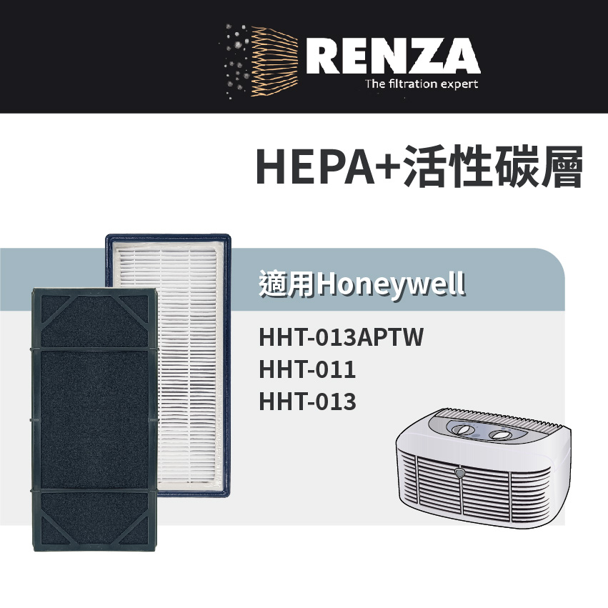 RENZA適用 Honeywell HHT-011 HHT-013 HHT-013APTW HEPA+活性碳2合1濾網