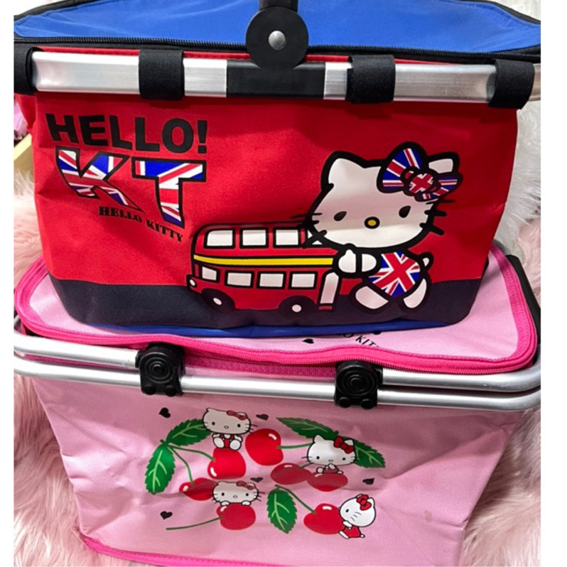 日本進口Hello Kitty造型可以折疊式的大型提籃保冷袋